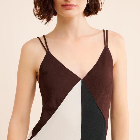 Conditions Apply Womens Avimaria Colorblock Black White Slip Sundress Maxi Dress - Picture 2 of 16